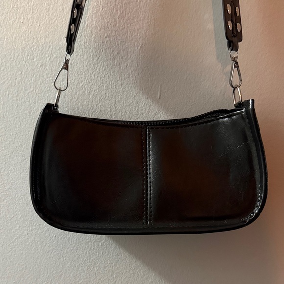 Black Faux Leather Shoulder Bag - Picture 3 of 5